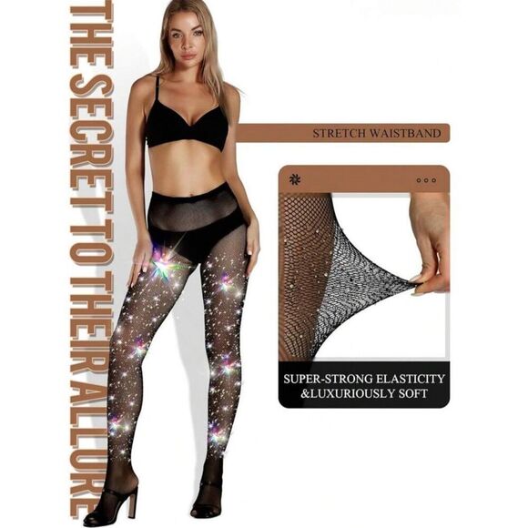Black Bling Sparkle Tights - Picture 2 of 4